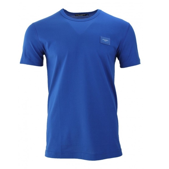 Dolce & Gabbana Blue Logo Plate Crewneck Cotton T-Shirt Size 52 - Picture 1 of 6